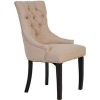 Orsina Linen Dining Chair with Wooden Legs in Beige