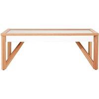 Orsina Coffee Table With Beech Wood Frame, Shiny Mirrored Finish Accent Table, Versatile Table For Everyday Use in Beige