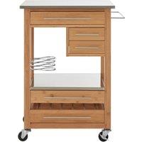 Orsina Sturdy Bamboo Four Drawer Kitchen Trolley, Compact Design Kitchen Trolley For Guests, Multi Tier Trolley in Natural