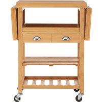 Orsina Versatile Bamboo Kitchen Trolley, Contemporary Garden Drinks Trolley, Durable Kitchen Trolley On Wheels in Natural