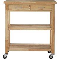 Orsina Compact Glenn Tropical Hevea Wood Kitchen Trolley, Sturdy Kitchen Trolley For Guests, Multi Tier Trolley in Brown