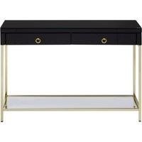 Orsina Glamorous Gold Finish Console Table, Decorative Table For Livingrooms, Stylish Room Table With Glass Shelf in Black