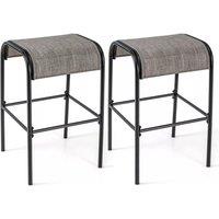 Costway Patio Bar Stools Set of 2 76 cm Outdoor Metal Bar Height Bistro Stools in Brown