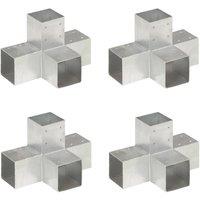 Berkfield Home Post Connectors 4 pcs X Shape Galvanised Metal 91x91 mm in Silver