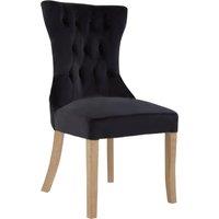Orsina Black Buttoned Dining Chair, Button Tufted Accent Chair, Upholstered Seat With Wooden Legs, Decorative Chair
