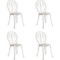 Dibor Set of 4 Vintage Antique White Outdoor Garden Furniture Bistro Chairs