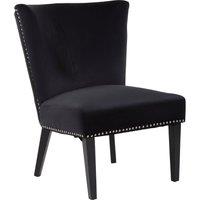 Orsina Velvet Dining Chair, Dining Room Accent Chair, Velvet Upholstered Wing Chair with Wooden Legs in Black