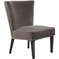 Orsina Velvet Dining Chair, Dining Room Accent Chair, Velvet Upholstered Wing Chair with Wooden Legs in Grey