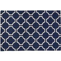Orsina Grey White & Green Rug, Modern Hand Woven Flatweave Rug with Geometric Oval Pattern, Durable Cotton in Blue | Size: 120 cm x 180 cm