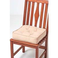 Homescapes Cotton Dining Chair Booster Cushion in Taupe | Size: 40 cm x 40 cm
