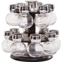 Orsina Revolving Design 2 Tier 14 Bottle Rev Spice Rack, Stainless Steel Lids Spice Rack, Practical Design Rack in Black