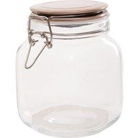 Orsina Durable Square 1050ml Glass Jar With Champagne Lid, Stylish Glass Jar With Lid, Airtight Storage Jars in Clear