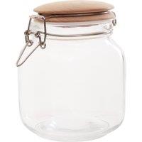 Orsina Durable Square 1050ml Glass Jar With Wooden Lid, Stylish Glass Jar With Lid, Versatile Airtight Storage Jars in Clear