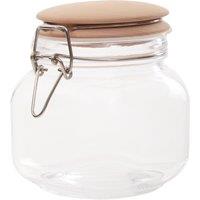 Orsina Stylish Square 800ml Glass Jar With Wooden Lid, Durable Glass Jar With Lid, Versatile Airtight Storage Jars in Clear