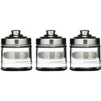 Orsina Durable Set of Three Round Glass Jars, Elegant Retro Design Glass Jar With Lid, Sleek Airtight Storage Jar in Silver