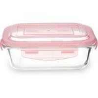Orsina Airtight 640ml Rectangular Glass Container, Premium Kitchen Container For Storage, Leak Proof Container in Pink