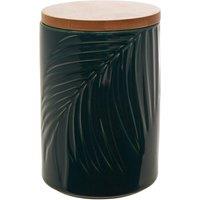 Orsina Dark Green Medium Storage Jar With Bamboo Lid, Airtight Jar For Storing Dry Goods, Functional Kitchen Jar