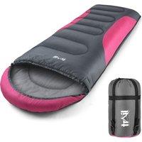 Trail Outdoor Leisure Adult Sleeping Bag 3 Season Single Person Warm Hood Carry Bag Trail Alpine 250 in Pink