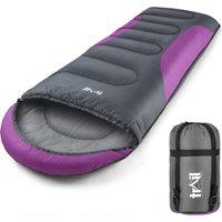 Trail Outdoor Leisure Adult Sleeping Bag 3 Season Single Person Warm Hood Carry Bag Trail Alpine 250 in Purple