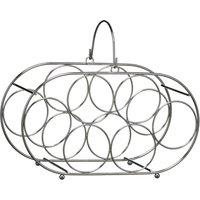 Orsina Chrome 6 Bottle Oval Wine Rack, Metal Wine Holder With Polished Chrome Finish, Compact Design in Silver