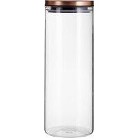 Orsina 1600ml Gold Lid Storage Jar, Clear Glass with Airtight Silicone Seal & Gold-Coloured Metal Lid in Silver