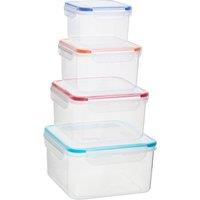 Orsina Airtight Lids 4Pc Square Food Containers, Veratile Large Storage Containers, Durable Plastic Containers in Clear