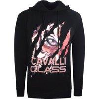 Cavalli Class Men's Peeking Tiger Design Black Hoodie | Size: Large