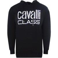 Cavalli Class Men's Floral Logo Black Hoodie | Size: Medium