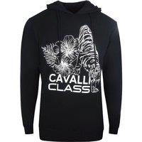 Cavalli Class Men's Floral Logo Black Hoodie | Size: XL