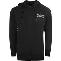 Cavalli Class Men's Reverse Logo Black Zip Up Hoodie | Size: Medium