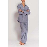 British Boxers Women's 'Ash Grey' Herringbone Brushed Cotton Pyjama Set in Light Grey | Size: XL
