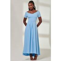 Jolie Moi Women's Yana Off-Shoulder Scuba Maxi Dress in Blue | Size: 10