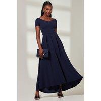 Jolie Moi Women's Yana Off-Shoulder Scuba Maxi Dress in Navy | Size: 10