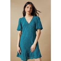 Oasis Women's Lace Puff Sleeve Mini Dress in Green | Size: 12