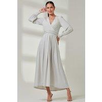 Jolie Moi Women's Long Sleeve Super Soft Jersey Maxi Dress in Light Grey | Size: 16