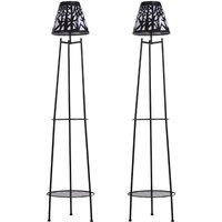 2 Pack Double Tier Solar-Powered Plant Stand Light