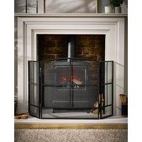 Dibor Contemporary Style Matte Black Fire Screen 3 Folding Fireplace Guard Window Pane Fire Guard H64 x W120cm