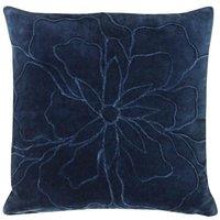 Furn Angeles Floral Pleating Velvet Cushion in Navy