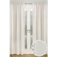 Tyrone Textiles Tahiti Pom-Pom Trim Linen-Look Voile Panel - Pair in Cream | Size: 140 cm width x 229 cm drop