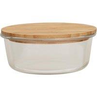 Orsina 950ml Round Glass Container with Bamboo Lid, Glass Container with Airtight Lid, Airtight Glass Container in Natural
