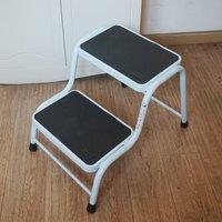 Gr8 Home Double Step Caravan Stool Steel Non Slip Mat Door Ladder Van Motorhome Camper in White