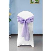 Neel Blue 10pcs Hessian Chair Sashes, 22cm x 280cm in Lilac | Size: 22 cm x 280 cm