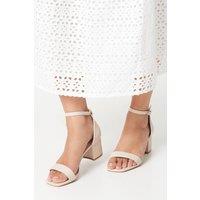 Dorothy Perkins Women's Sammy Barely There Low Block Heel Sandals in Beige | Size: 3