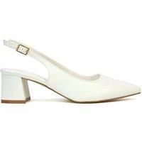 XY London Women's 'Devon' Court Shoe Block Heels With Slingback in White | Size: 3