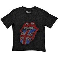 The Rolling Stones Diamante British Tongue T-Shirt in Black | Size: 1-2 Years