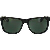 Ray-Ban Men's Rectangle Shiny Black Green Justin 4165 Sunglasses