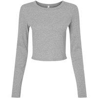 Bella + Canvas Women's Micro-Rib Cropped Long-Sleeved T-Shirt in Mid Grey | Size: XS