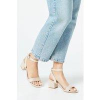 Dorothy Perkins Women's Wide Fit Tommi Barely There Mid Block Heel Sandals in Blush | Size: 3