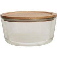 Orsina 1650ml Round Glass Container with Acacia Lid, Glass Container with Airtight Lid, Airtight Glass Container in Natural