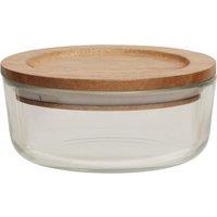 Orsina 300ml Round Glass Container with Acacia Lid, Glass Container with Airtight Lid, Airtight Glass Container in Natural